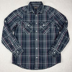 Helix Men's Athletic Fit Western Cowboy Pearl Snap Plaid Long Sleeve Shirt